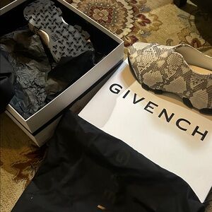 Givenchy Beige and Black Snakeskin Sneakers